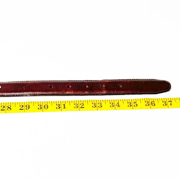 Vtg Brighton Sz L Brown Leather Belt 40409 Heart Links Silvertone Womens Western